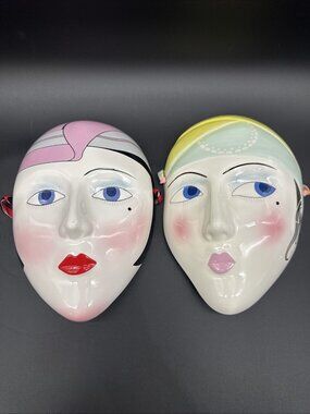Vintage Vandor 80’s Lady Face Mask Ceramic Mardi Grad Wall Decor